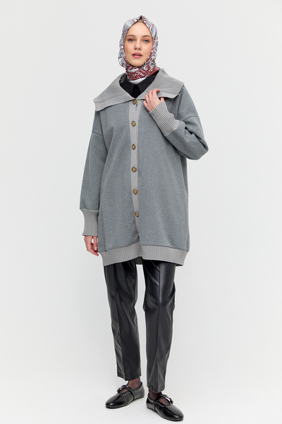 Setrms Düğmeli Ribana Detaylı Triko Hırka