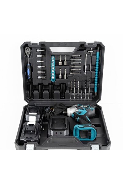 Trendily Set șurubelnițe cu impact cu 40 de accesorii și 2 baterii, 350Nm, 24...