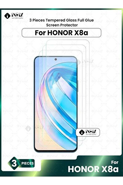 ineix واقي شاشة من الزجاج المقوى مكون من 3 قطع لهاتف Honor X8a