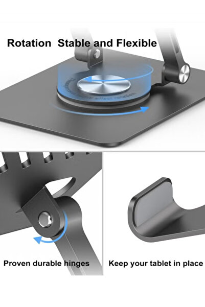 Generic Swivel Tablet Stand, with 360 Rotating Base, Adjustable & Foldable iPad Stand, Compatible