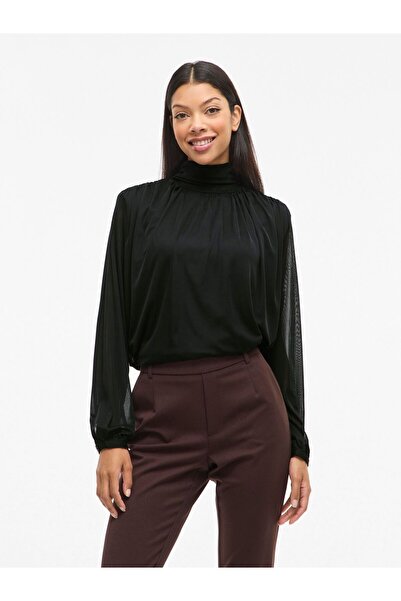 VILA Oberteil mit langen Ärmeln VILEGINA Stehkragen