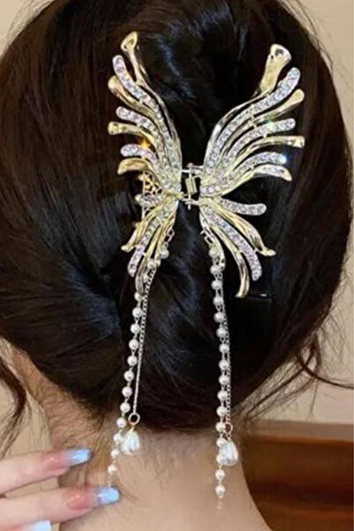 Liveyn Design مشبك مشبك كبير بتفاصيل اللؤلؤ الحجري