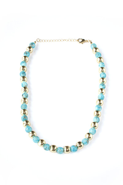 Liveyn Design Gold And Blue Beaded Necklace