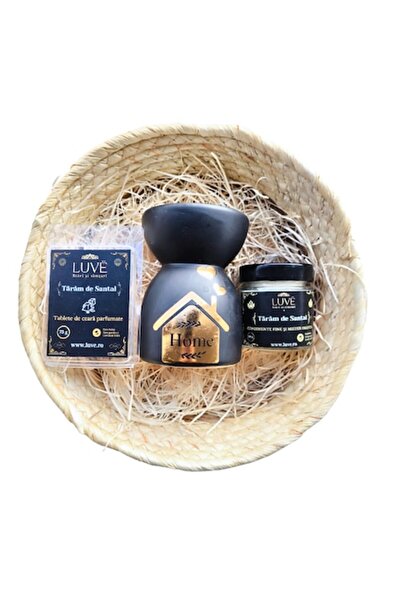 LUVE Set cadou aromaterapie - difuzor, lumânare și tablete parfumate, lemn de...