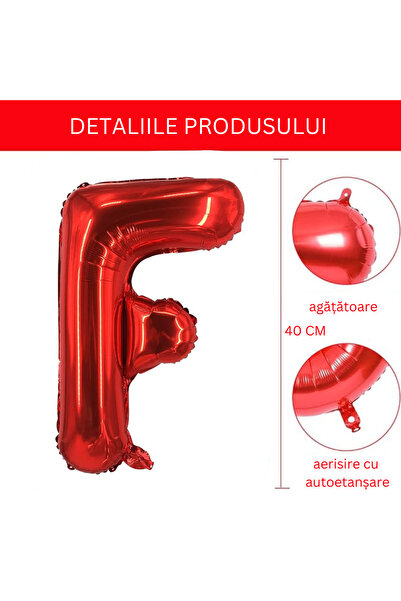 SDEPOT metallic foil balloon, letter F, red, 40 cm