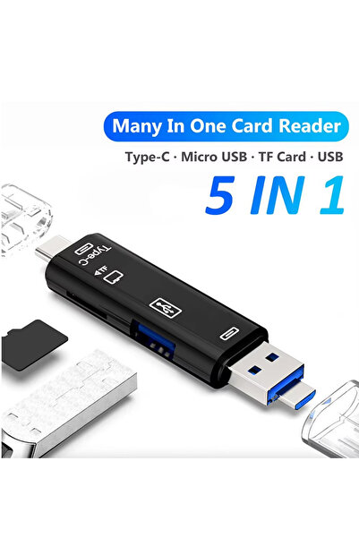 Light Nova 5İN1 OTG Kart Okuyucu USB 2.0 - Type-C - Micro USB - Micro SD/TF H...