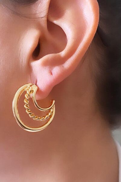 Liveyn Design أقراط دائرية بتصميم ثلاثي الصفوف