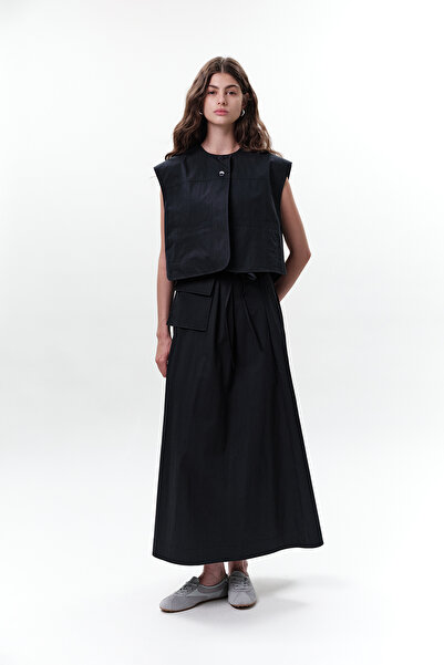 Manuka Cep Belted Skirt Dark Blue