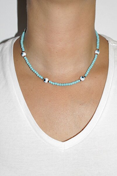 Liveyn Design Eye Evil Eye Beaded Blue Necklace