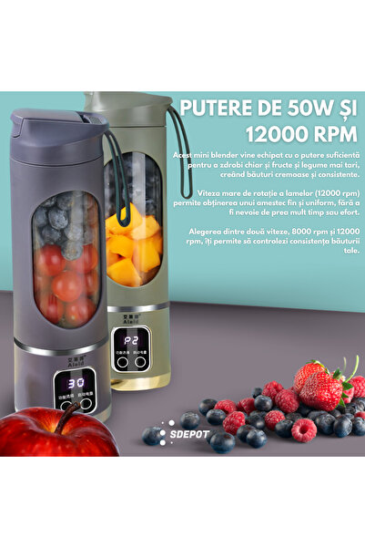 SDEPOT ® mini blender, portable, for fruits and vegetables, power 50W, capacity 450ml