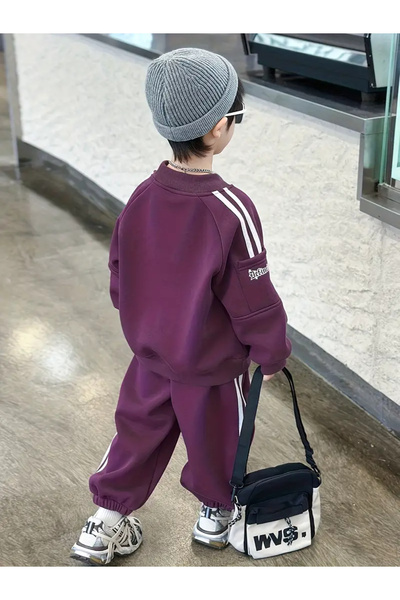 npLStore Çocuk Definedeir Printed Oversized Crew Neck Sweatshirt Tracksuit Set