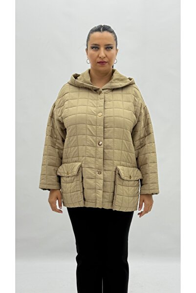 MAYA LONGA Plus Size Quilted Pocket Buttoned Long Sleeve Oversized Women's Coat