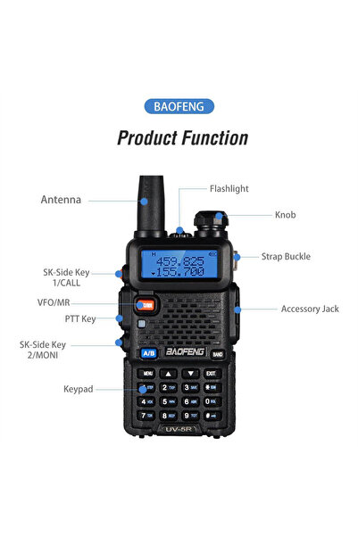 BAOFENG أجهزة راديو UV-5R ثنائية الاتجاه، جهاز إرسال واستقبال محمول، نطاق مزدوج، 2800 مللي أمبير/ساعة، إضاءة LED، مدى طويل