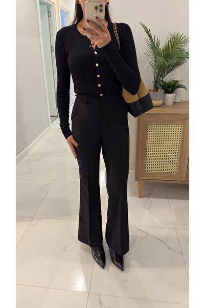 BİRCANÇİL Detra Black Flared Trousers
