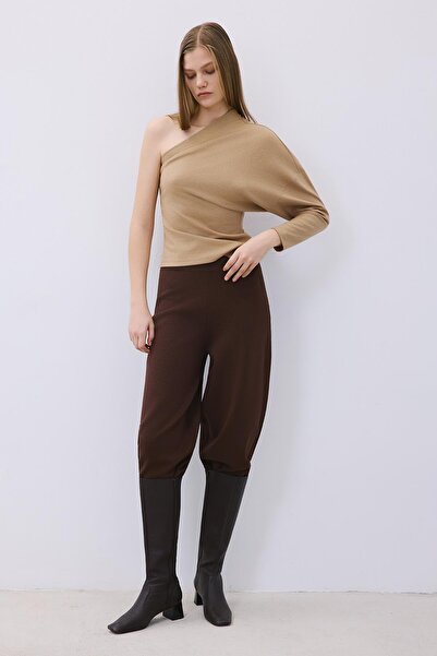 rue One Shoulder Wool Camel Blouse