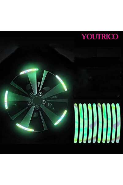 Youtrico 10 قطع من زينة محور عجلة السيارة، عاكس ليلي متوهج - ملصق أمان للسيار...