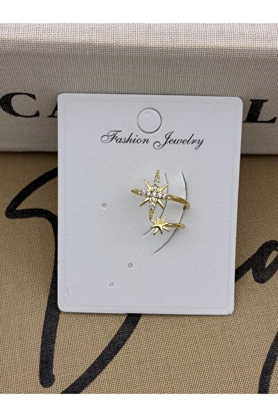 Hedef Bijuteri Gold Renkli Kuzey Yıldızı Model Zirkon Taşlı Kıkırdak Küpe Earcuff