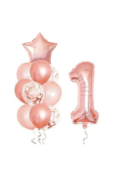 HAPPY JOKER ® Set baloane folie 1 an, auriu roz (10 buc)