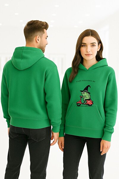 ArtYus Unisex Women/Men Cotton Oversized Hooded Frog Printed Sweatshirt