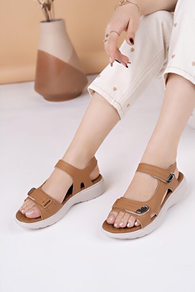 Nesil Shoes Dvm 363 Tan Velcro Anatomical Women's Sandals