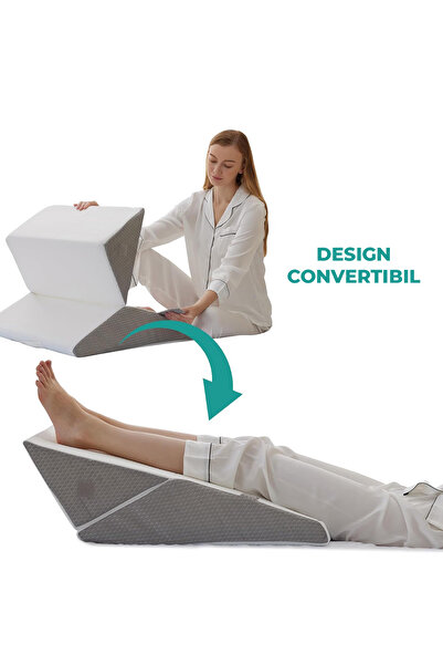 Elindor Set of 3 Elindor® Orthopedic Pillows for Bed, Memory Foam Pillow, Adjustable 23-30 cm, White/Gray