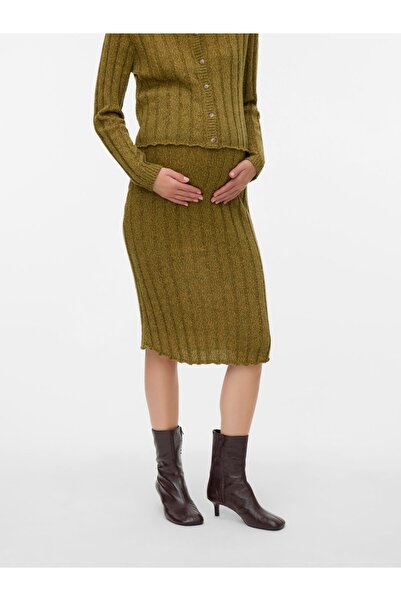 Mama Licious Strickrock Hohe Taille Midirock