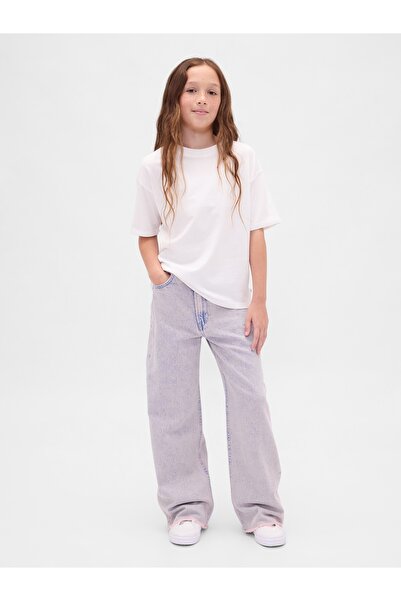 GAP Kız Çocuk Pembe Low Rise Stride Wide-Leg Jean Pantolon