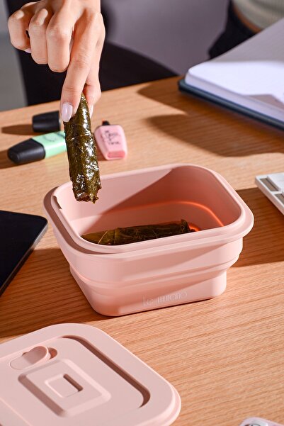 Le murano Larry Air Tight Square Collapsible Silicone Storage Container 500 ml | Pink