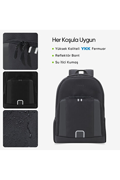 Mack حقيبة ظهر للكمبيوتر المحمول MCE-1201 مقاس 15.6 بوصة من LUNA Eco، حقيبة ظهر للكمبيوتر المحمول باللون الأسود