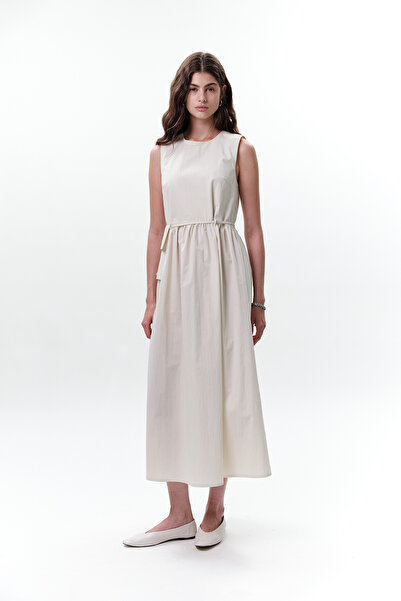 Manuka Belt Detail Sleeveless Dress Stone
