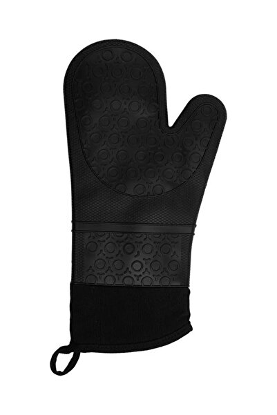ZUZU MADE Siyah Silikon Yanmaz Yapışmaz Isı Yalıtımlı Mutfak Fırın Eldiveni D...