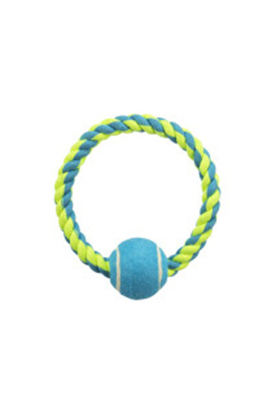 Trixie Dog Toy - Rope Ring with Tennis Ball, 6 cm / 18 cm, 125 g