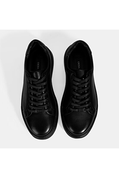 Desa Men's Black Lace-Up Leather Casual Shoes