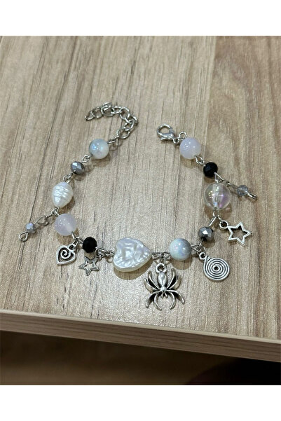 sleyshop Coquette Y2K Gothic Spider Spiral Spiral Star Bead Bracelet