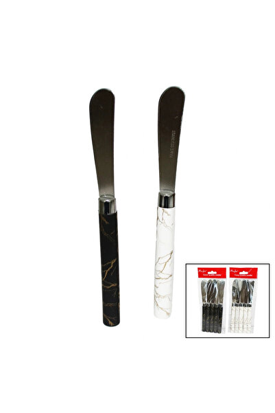 shopwave 5 PARÇA UZUN KAHVALTI BIÇAK - MERMER DESEN SAPLI 16.5 cm (5047)