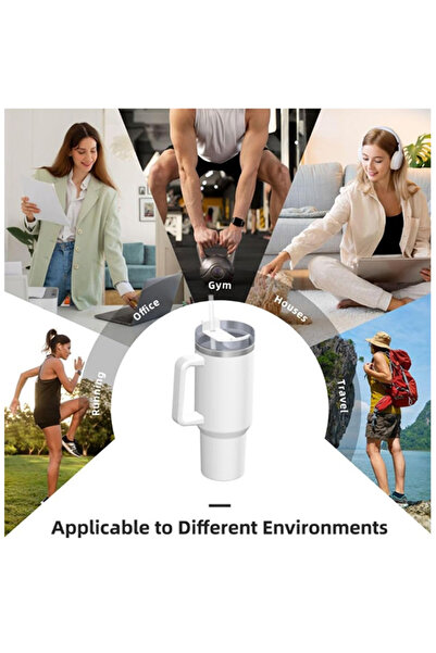 EHOME 40 Oz Tumbler With Handle And Straw Lid. Insulated Cup Stainless Steel Water Bottle Travel Mug