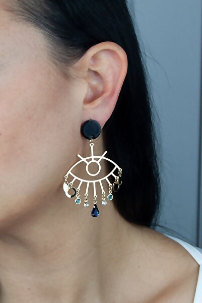 Liveyn Design تفاصيل العين أقراط مزدوجة