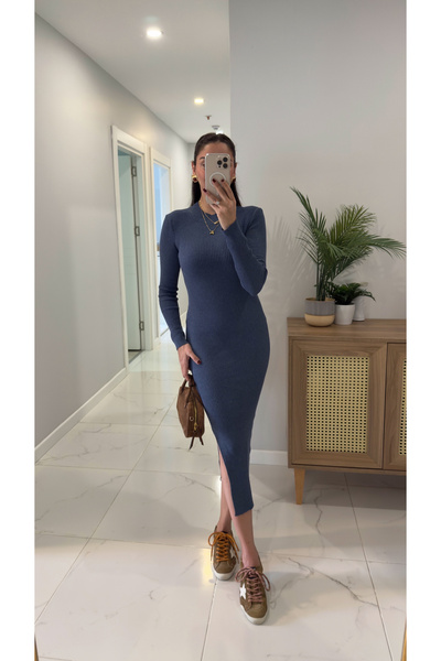 BİRCANÇİL Rochie Tesella Indigo F material reiat Y cu fantă