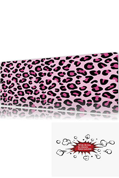 urzuva Leopar Desen 90x40 4MM Kalınlık Premium Gaming oyuncu mousepad, Anti Slip XXL mouse pad