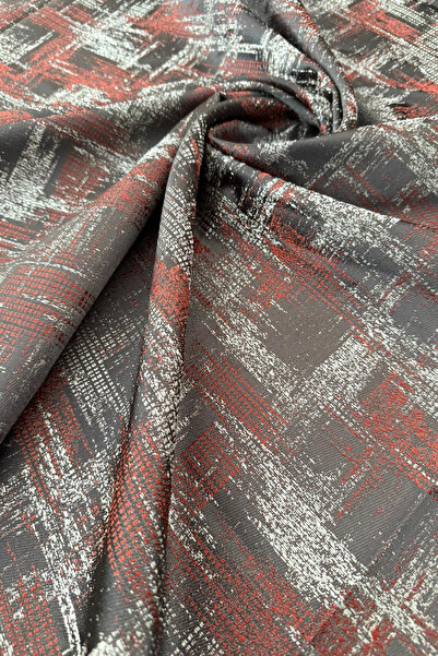 ASDİVA Jacquard Woven Drawstring Extrafoam Single Panel Non-Pleated Glitter Detailed Cream Tile Background Curtain