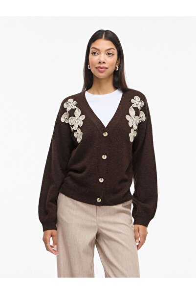 VILA Strickjacke VISEBORA V-Ausschnitt