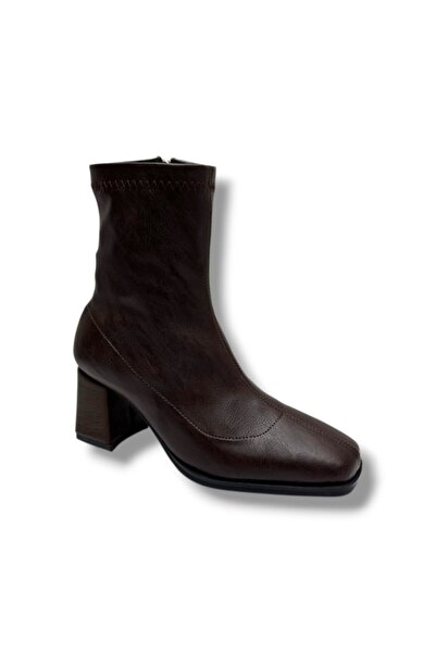 Cakgo Kılınç 565-26 Δερμάτινες γυναικείες μπότες με φερμουάρ και χοντρό τακούνι