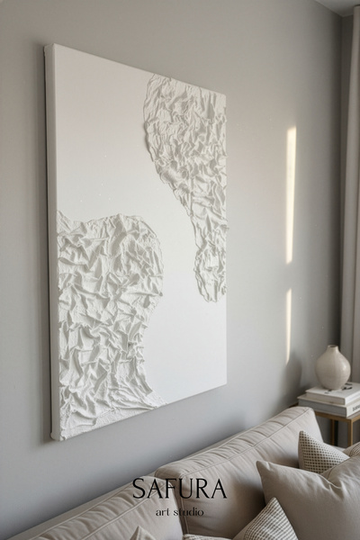 Safura Art Studio Dokulu Tablo – El Yapımı 3 Boyutlu Alçı Minimalist Doku, Mo...