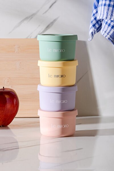 Le murano Pastel Air-Tight Round Silicone Storage Container 150 ml | Green