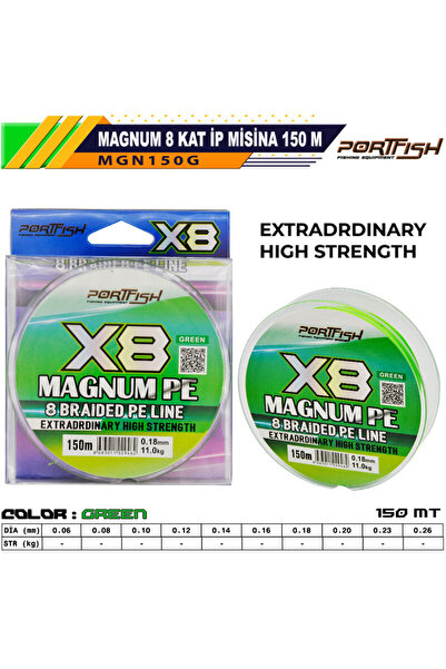 Port Fish Portfish Magnum 8-slojna ribolovna struna 150 m zelena