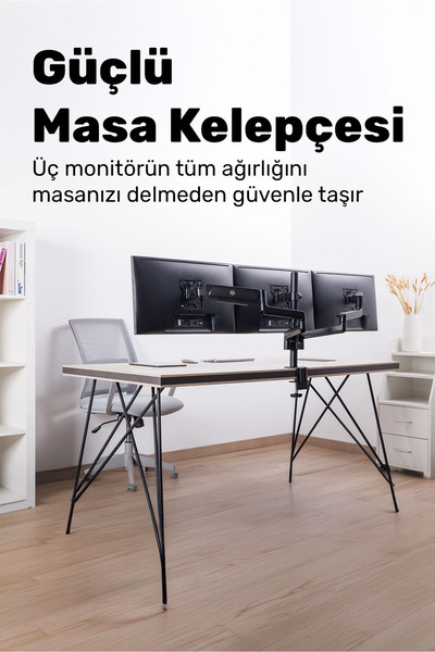 NPO STD48036E Airgrip 17-27 بوصة مريح 360 درجة ° حامل شاشة VESA ثلاثي الأذرع مع ممتص الصدمات