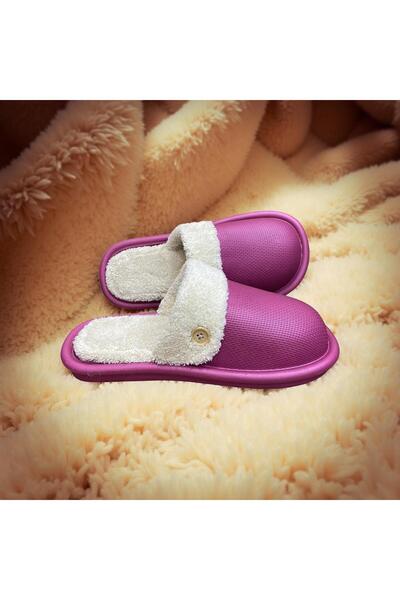 Asyagiyimavm Kaymaz Tabanlı Peluş İçi Kürklü Kışlık Ev Terliği / Kalın Taban ...