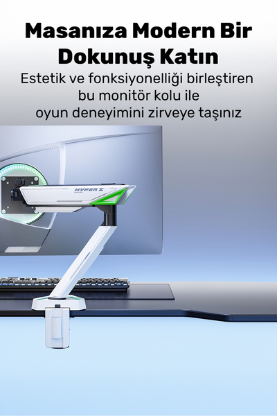 NPO حامل شاشة أحادي الذراع من نوع VESA مع ممتص صدمات احترافي للألعاب بتقنية RGB من Elysium طراز STD93012LW لشاشات من 17 إلى 45 بوصة