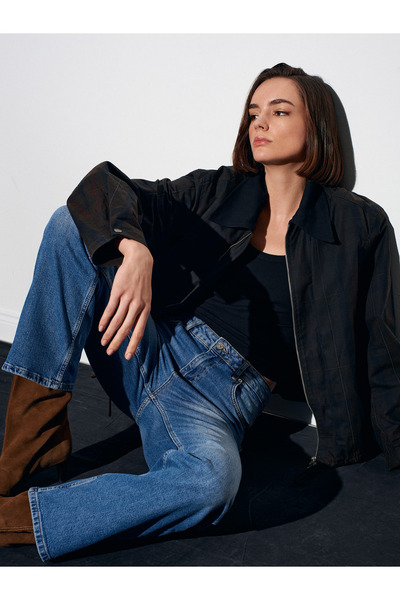 Dilvin 72073 ελαστικό ύφασμα φαρδύ μπατζάκι Jean-Mavi