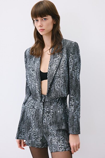 rue Sequin High Waist Gray Shorts